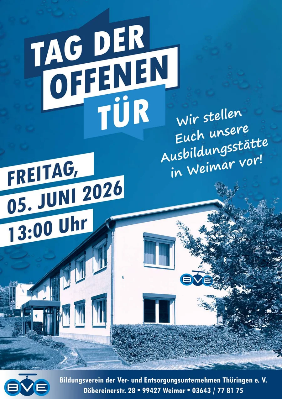 Flyer: Tag der offenen Tür – Freitag, 05. Juni 2026, 13:00 Uhr, BVE Weimar